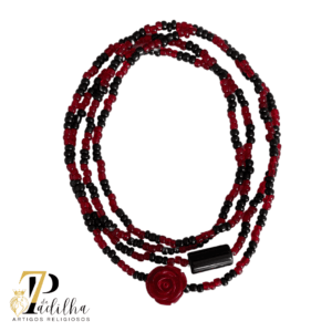 Guia Preta e Vermelha c/ Rosa